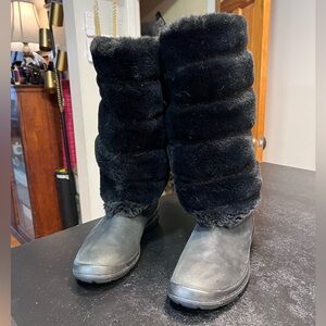 Timberland Kickadilla Black Faux Fur Winter Boots Size 10